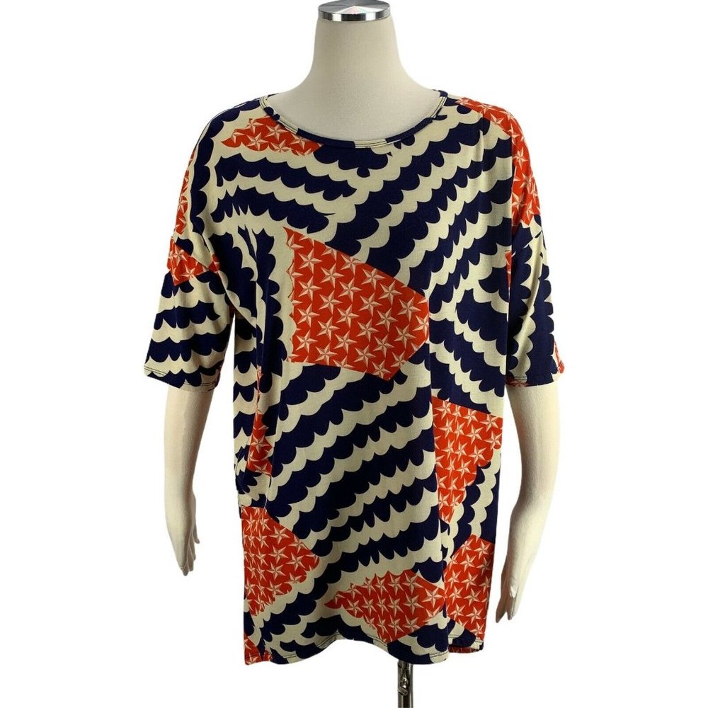 LuLaRoe Medium Irma Shirt USA Flag Top Stars Strip